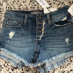 Mid Rise Denim Short Shorts